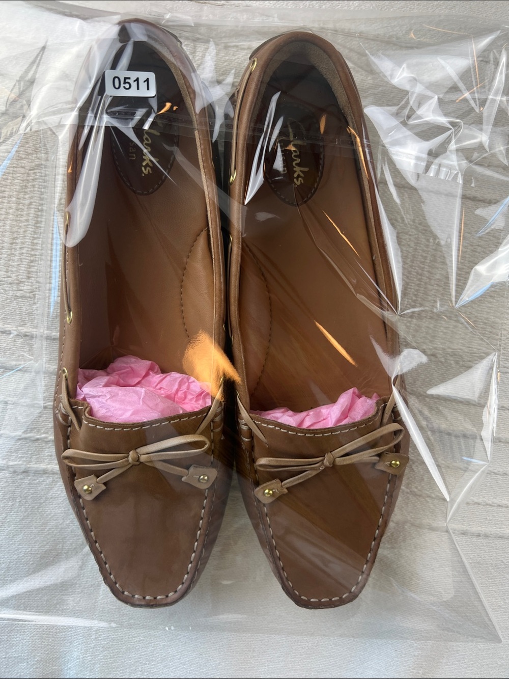 Clarks Women’s Dunbar Racer Tan Leather Moccasin Loafers - Casual Slip-On - Picture 12 of 12
